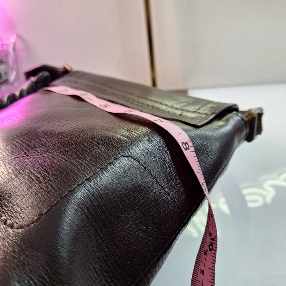 Brown Messenger Bag with Adjustable Strap and Flap Closure - Picture 8 of 10